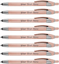 Personalized With your Custom Logo or Text Pens-Pack of 300- for Marketing, Parties, and Events, 2 in 1 Capacitive Stylus & Ballpoint Pen Compatible With Touchscreen Devices, Black Ink,Rose Pens