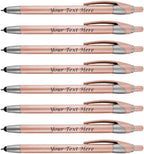 Personalized With your Custom Logo or Text Pens-Pack of 300- for Marketing, Parties, and Events, 2 in 1 Capacitive Stylus & Ballpoint Pen Compatible With Touchscreen Devices, Black Ink,Rose Pens
