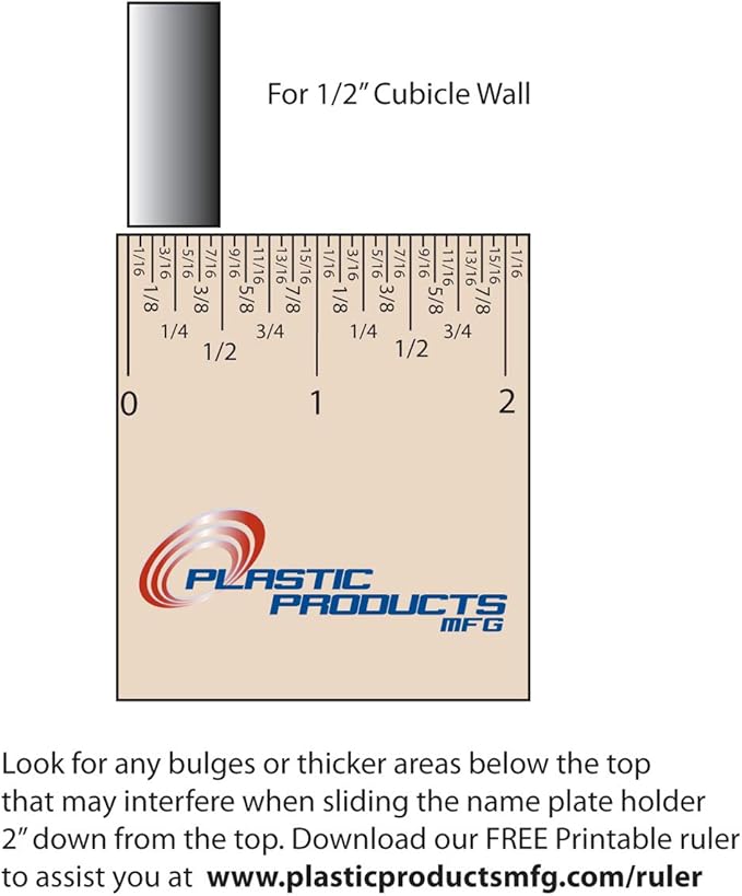 Glass Wall Name Plate Holders - Single Sided 8-1/2" Wide x 2" high (25 - PK, 1/2" Cubicle Wall) by Plastic Products Mfg.