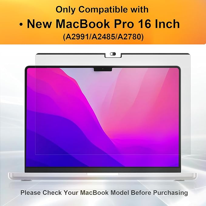 Mamol Magnetic Privacy Screen MacBook Pro 16 Inch 2021-2025 (M1-M2-M3-M4), Removable Anti Blue Light Glare Filter Screen Protector