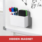 BEYGORM 2 Pack Plastic Magnetic Pen Holder for Refrigerator, Dry Erase Marker Holder for Whiteboard，Magnet School Locker Organizer Accessories, Pencil Cup, Pen Caddy, Classroom Organization(White)