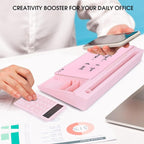 Varhomax Glass Desk Whiteboard Pink with Calculator, Desktop Dry Erase White Board with Storage, to Do List Memo Notepad for Home and Office