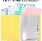 Phyxin Portfolio Binder, 20-Pocket Portfolio Folder 8.5" x 11", Displaying 40 Page Binder with Plastic Sleeves, Plastic Folders for Women & Men, Students, Teachers, Yellow