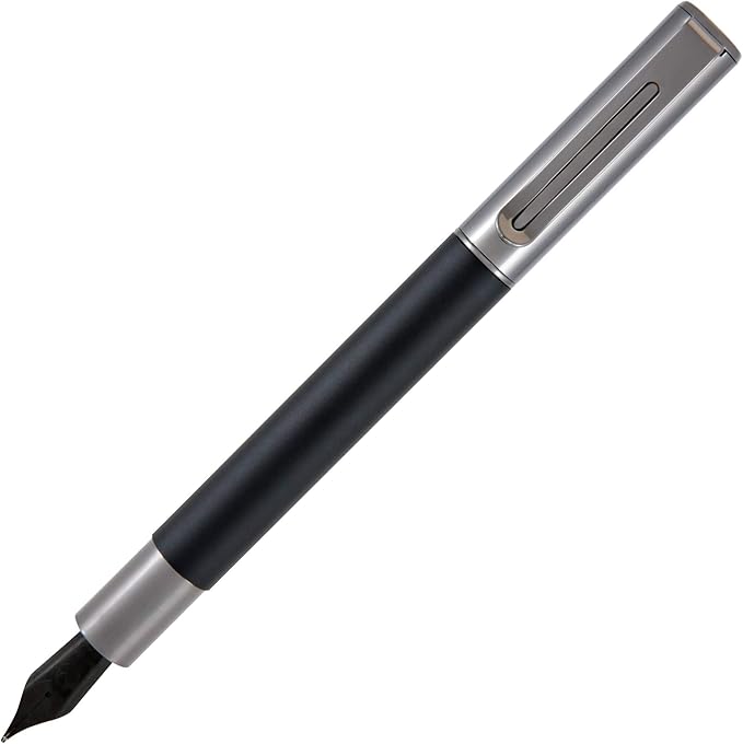 Monteverde USA Ritma Fountain Pen in Black – Stub Nib Calligraphy JoWo Stainless Steel Refillable Ink Cartridge/Converter – Perfect for Artists & Calligraphers