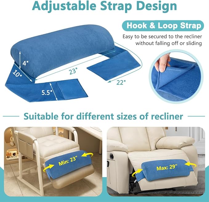 KAAMOS Recliner Leg Rest Cushion Foot Rest Pillow for Recliner Foot Pillows for Resting Feet Sofa Footrest Pillow for Recliners Chair Couch Leg Rest Pillow Half Moon Bolster Pillow Under Knee