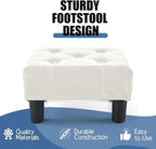 BRIAN & DANY Small Foot Stool, Leather Foot Stools with Legs, Stable Small Footstool for Living Room, White