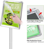 INNOVSIGN Heavy Duty Adjustable Pedestal Poster Sign Stand, 8.5x11 Aluminum Open Floor Standing Sign Holder for Vertical and Horizontal View Display (8.5x11,Silver)