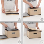 PRANDOM Storage Bins with Lids [3-Pack] Jute Fabric Foldable Storage Boxes Organizer Containers Baskets Cube with Cover for Home Bedroom Closet Office Nursery khaki（11.4X8.6X6.7