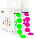 PARLAIM 2 Rolls 2000PCS 3/4" Round Circle Color-Code Dot Stickers,2 Color Style Colorful Coding Label Sticker for Home Office Classroom (Fluorescent Green+Fluorescent Pink)