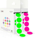 PARLAIM 2 Rolls 2000PCS 3/4" Round Circle Color-Code Dot Stickers,2 Color Style Colorful Coding Label Sticker for Home Office Classroom (Fluorescent Green+Fluorescent Pink)