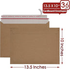 Xxcxpark 36 Pack Brown Kraft Rigid Mailers 10 x 13.5 inches, Self Seal Photo Document Mailers Premium Cardboard Keep Flat Envelopes for Photos, Pictures, Papers, Files, CD