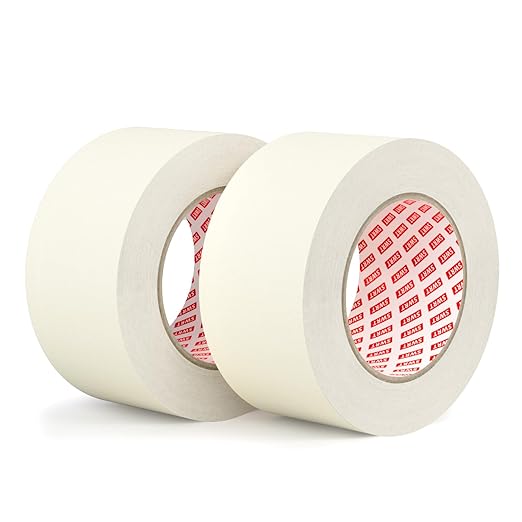 SWRT Masking Tape 2 Inche Wide × 55Yds– 2 Rolls (110 Yards Total), Strong Adhesive, Clean Removal, Beige White Painter’s Tape for Painting, Labeling, Crafts, Home & Office Use