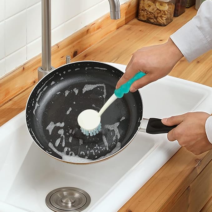 CN1ST 6 PCS Cleaning Brush, Scrub Brush Set for Kitchen and Bathroom Household Use with Various Brushes for Cleaning Dishes, Tiles, Corners and Floors Sky Blue