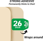 2026 Year Labels, Doctor Stuff 2026 Chart Stickers, Green Color Coded, Col'R'Tab/Tabbies Style, USA Made Year Stickers for End Tab File Folders, 500/Roll, 1 Roll, 3/4" x 1-1/2"