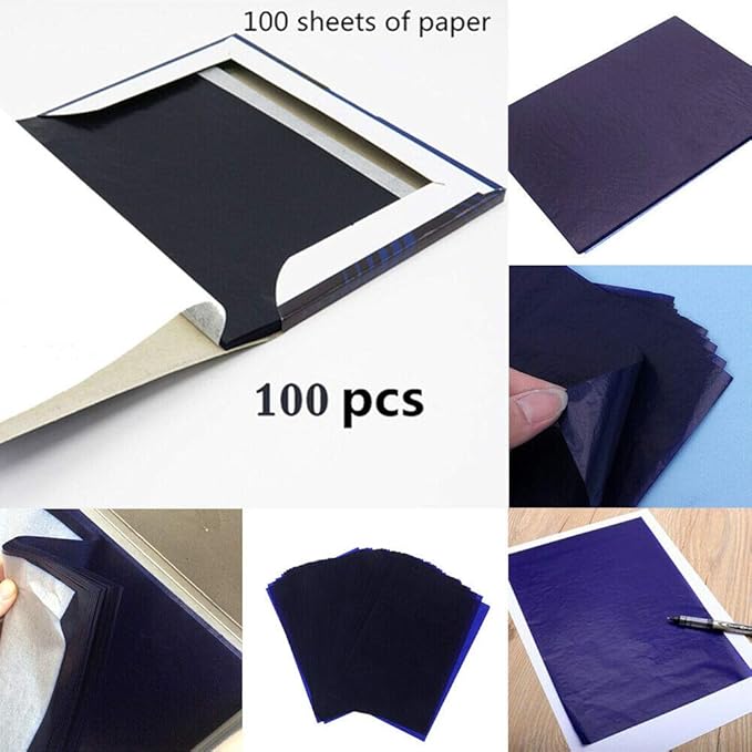 BE-TOOL Carbon Paper 100PCS A5 Copy Carbon Paper Repeatedly Use Blue Carbon Paper for Wood, Paper, Canvas (12.75CM18.5CM)