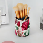 Leather Pen Holder for Desk Tulips Pattern Pencil Cup Desktop Organizer Makeup Brush Holders Office Supplies for Home, Kids & School