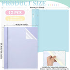 12 PCS Pastel Plastic Report Covers with 3 Prongs Clear Front Presentation Folders 3 Prong Folders for Resume Portfolio Document Report Letter Proposal School Classroom Office Supplies (Pastel)