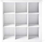 SIMPLIHOME Artisan Bookcase - 43 inch Tall 9-Cube Solid Wood Cube Organizer in White, Transitional Storage Bookcase for Living Room, Study Room or Office with Fixed Shelves and Tapered Legs