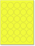NextDayLabels - 8-1/2 x 11 Neon Color High Light Fluorescent Labels for Laser & Inkjet Printer (Yellow Fluorescent, 1.5" Round - 30 Per Page | 750 Labels)