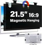 [2 Pack] Magnetic Hanging 21.5 Inch Computer Privacy Screen for 16:9 Aspect Ratio Widescreen Monitor, Eye Protection Anti Glare Blue Light Computer Monitor Privacy Filter, Removable 21.5 in Protector Film