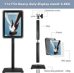 STANDNEE Poster Stand Holder Pedestal Floor Standing Sign Holder 11"x 17" Vertical and Horizontal View Sign Display, Aluminum Snap Open Frame with Safety Corner (Black, 3Packs)