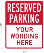 SmartSign 30 x 24 inch Custom “Reserved Parking” Metal Sign - Add Text, 80 mil Aluminum, 3M Laminated Engineer Grade Reflective Material, Red and White, Made in USA