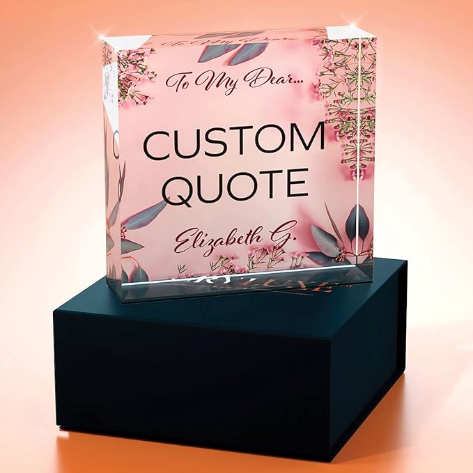 Custom Acrylic Sign Personalized, Custom Desk Name Plate, 18 Styles, (4"x4"), With Gift Box, USA Made by Acryluxe. (Glowing)