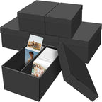 REAQUE 6 Pack Photo Storage Boxes for 4" x 6" Pictures – 2-Compartment Portable Photo Organizer Boxes with Lids, Craft Supply Container for Stickers, Scrapbooking, Stamps, Seeds, Memory Keepsakes