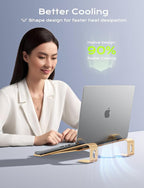 JCZT Aluminum Laptop Stand, Notebook Stand with Wrist Rest, Ergonomic Detachable Laptop Mount, Computer Stand Compatible with 10-17'' All Laptops Such as MacBook Air Pro/HP/Dell/Lenovo, Gold