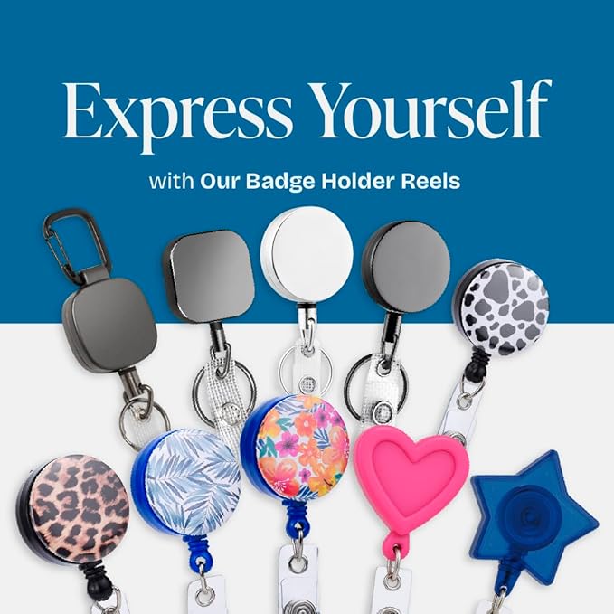 Will Well Badge Holders with Belt Clips for Securing onto Pockets and Purse Straps, with Retractable 27.5" UHMWPE Fiber Pull Cords, Strong Build with Fun Designs - 2-Pack, Star Shape