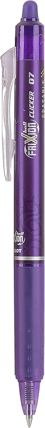 Pilot FriXion Clicker Erasable Gel Pens, Fine Point (0.7mm), Purple Ink, 12-Pack - Refillable, Smooth Writing Pens for School, Journaling, and Office Use