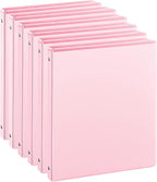 0.5-inch 3-Ring Binder with 2 Interior Pockets, 0.5'' Basic Binders Holds US Letter Size 8.5'' x 11''for Office/Home/Back to School, 6 Pack (Pink)