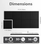 G Gamit Large Felt Wall Tiles Bulletin Board,Large Cork Board Alternative with 30 Pushpins,8-Pack Felt Pin Board with 56 Safe Removable Adhesive Tabs for Home Office School (Black)