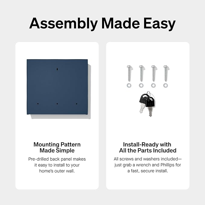 Wall Mount Mailbox - Large, Anti-Theft Locking Mailbox, Weatherproof Mailboxes for Outside The House, 18.5" H x 15" L x 7.5" D - Aegean Sea
