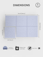 Bumusty Large Cork Board 36"x24" Alternative - 6 Pack Felt Wall Tiles with 40 Safe Removable Adhesive Tabs, 30 Pushpins, Cork Boards for Walls Pin Board Bulletin Board Office Decor (Soft Periwinkle)