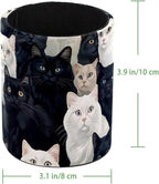 Leather Pen Holder for Desk, Black and White Cats Pencil Cup Desktop Organizer Makeup Brush Holders Office Supplies for Home, Kids & School