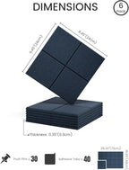Fluxynara Felt Bulletin Board Tiles -28"x18" Cork Board Alternative for Office Decor, Push Pin Board Wall Organizer 6-Pack-Navy Blue