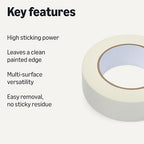 Amazon Basics Multi-Surface Masking Tape, 1.41 inches x 60 Yards, 1 Roll, White