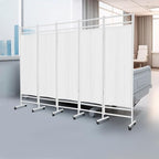 Medical Privacy Screens, Waterproof Nylon Fabric, 98.4 * 70.9 in Foldable Rolling Medical Privacy Screen with Silent Wheels, Suit for Hospitals, Clinics, and Nursing Homes (White, 5 Panels)