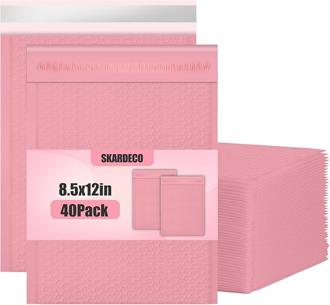 skardeco Bubble Mailers 8.5x11inch 40Pack Pink Bubble Mailers Self-Seal Padded Mailing Envelopes Bubble Opaque Padded Mailer for Small Businesses to Package and Mail Jewelry Cosmetics#2