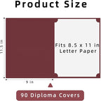 HAUTOCO 90 Packs Certificate Holders, Burgundy Diploma Holders, Document Award Covers Certificate Folders with Gold Foil Border for 8.5x11 Letter Size