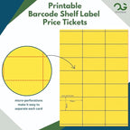 OfficeGear Yellow Shelf Edge Labels 21-up [525 Pack] 38x70mm Printable A4 Card Perforated Labels/Sheet for Retail Barcodes, Price Stickers, Point of Sale, Product Info, Shelf Promotions Incl Template