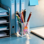 QYUVK It's Fine I'm Fine Everything Is Acrylic Makeup Brush Pencil Holder Cup, Funny Pink Dumpster Fire Pen Holder Gifts For Friends HR Nurse, Office Gifts for Women Coworker, Pencil Cup for Desk