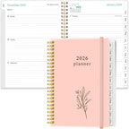 2026 Planner - Planner 2026 from January 2026 to December 2026, Weekly & Monthly Planners Spiral Bound with 12 Monthly Tabs, Inner Pocket, 6.4" x 8.5", Pink