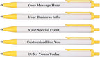 RevMark Personalized Ballpoint Pen, Custom Printed Name, Business or Event Information, Timeless Advertising, USA Made Pens, Promotional Marketing, Smooth Black Ink, Bulk Pack (Yellow,100 Ct)