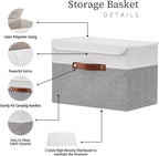 DECOMOMO Fabric Storage Bins with Lid, Storage Baskets for Shelves (Grey and White, 3 Pack)