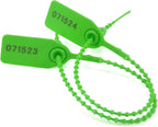 100Pcs Plastic Tamper Shipping Seals Pull-Tite Security Seal Signage Numbered Fire Extinguisher Tags Zip Ties Labels Disposable Self Locking for Logistics, Luggage,Transport (Green, 100pcs)