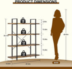 FURSUN Heavy Duty 4 Tier Bookcase, 55-in Tall Industrial Modern Large Bookshelf, Wood Farmhouse Bookcases Book Shelves and Metal Frame for Office, Bedroom, Living Room, Brown