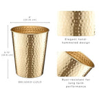 Monarch Abode Metal Bathroom Trash Can – Waste Basket for Bedroom, Office Desk, & Dorm, Hand Hammered, Durable Decorative Brushed Gold Small Trash Can Bathroom Garbage Bin Wastebasket