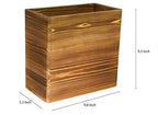 Owlgift Wooden Rustic Burnt Waste Basket Trash Bin, Rectangular Wastebaskets, Bathroom Garbage Can, Bedroom Trash Can, Dorm Recycle Bin, Office Trash Can Wooden Wastebasket Wooden Décor
